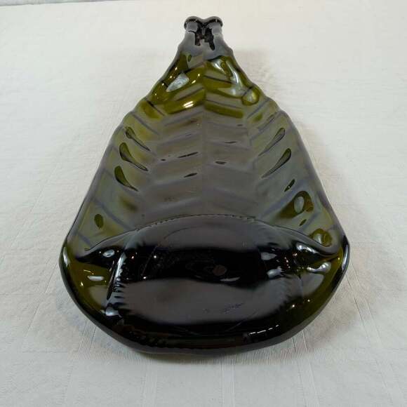 Other - Melted Green Glass Wine Bottle Tray 11 1/2”x4” Handmade Unique Gift